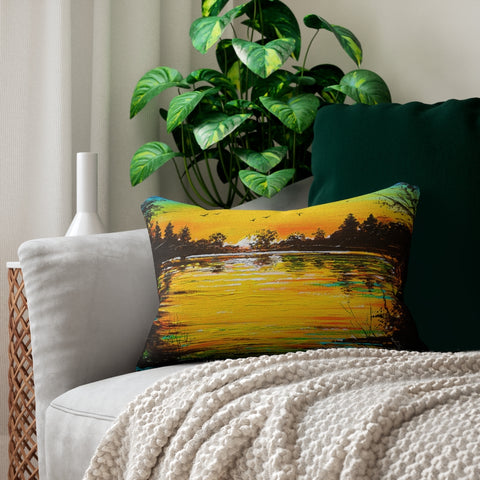 "Serene Lagoon" Spun Polyester Lumbar Pillow