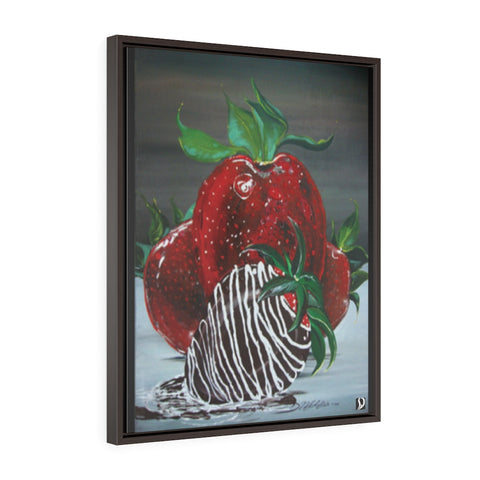 Strawberry Vertical Framed Premium Gallery Wrap Canvas
