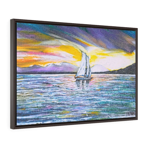 Horizontal Framed Premium Gallery Wrap Canvas - Sunset Sailing